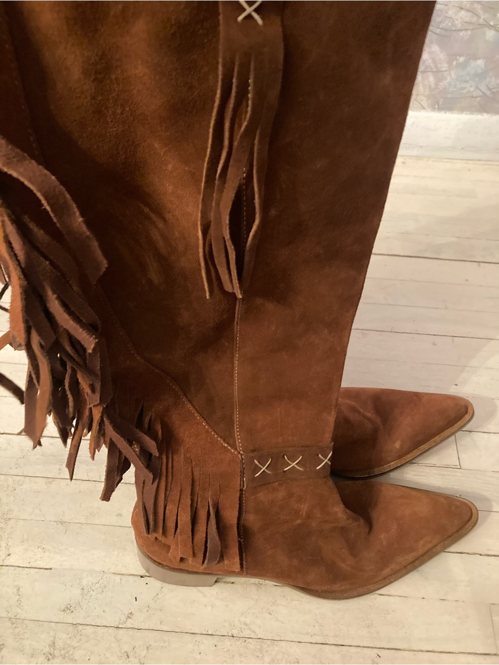 Women’s Brown Leather Mid-Heel Boots - Picture 3 of 14